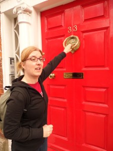 Knocking on the door which set off the alarm