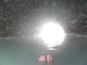 relaxing in the cave